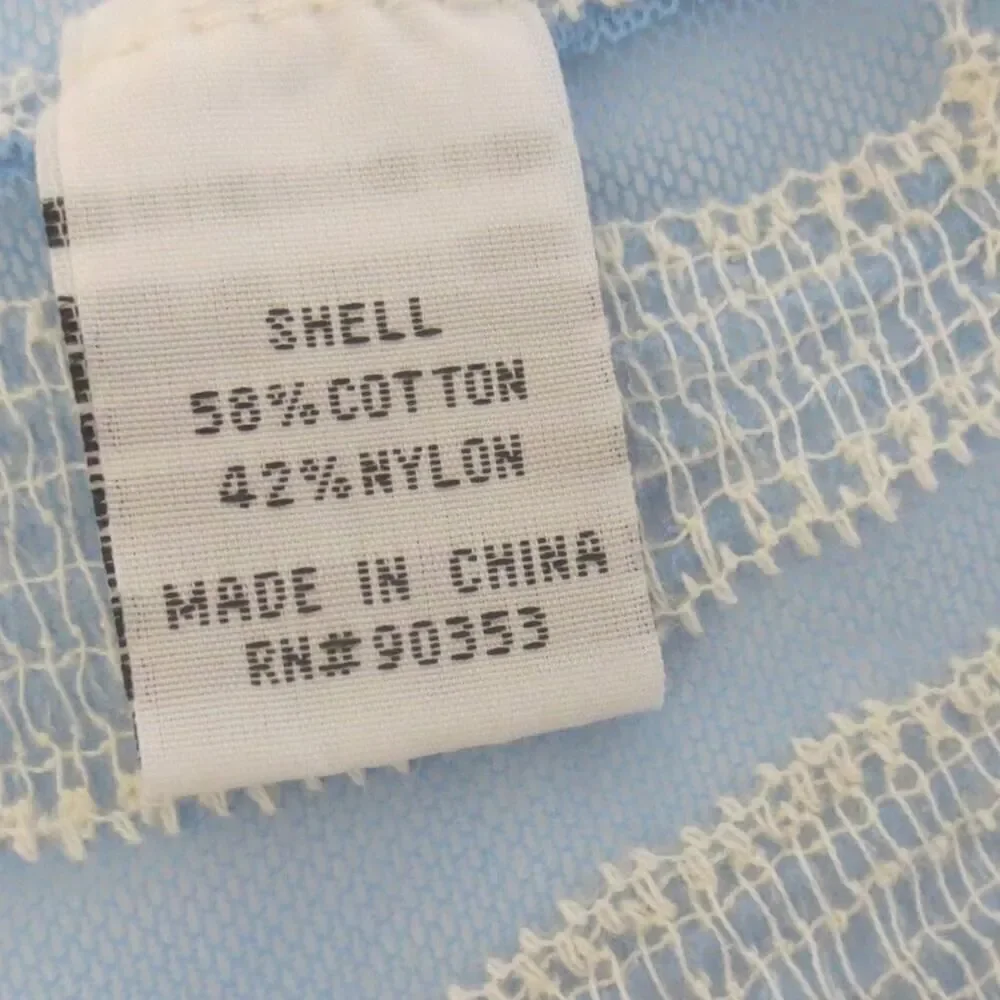 Rebellion Again Blue & White Lace Cover Up Kimono in Floral Medallion Sz S NWOT